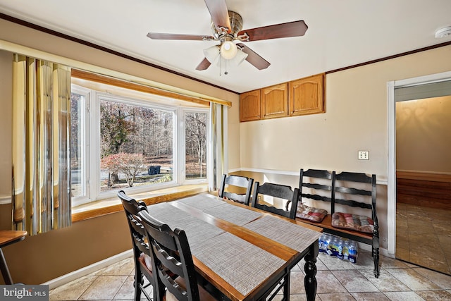 dining room featuring ceiling fan