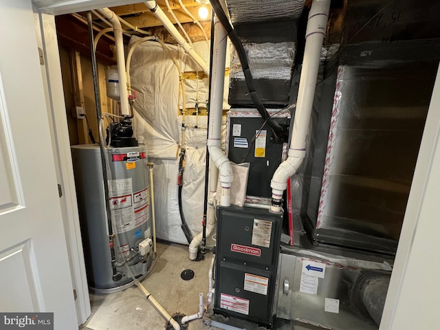 utility room featuring gas water heater