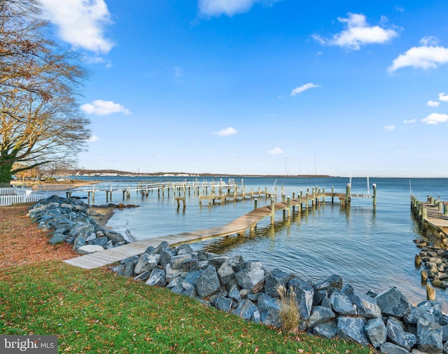 view of dock featuring a water view