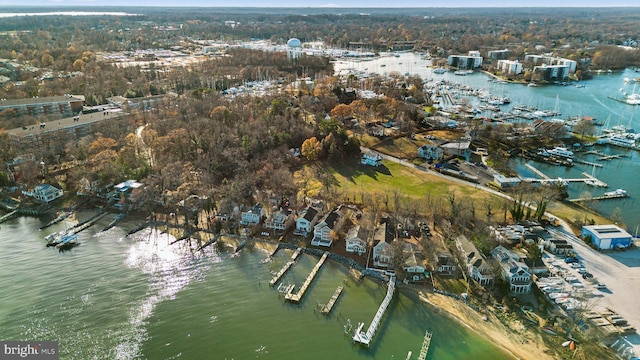 bird's eye view featuring a water view