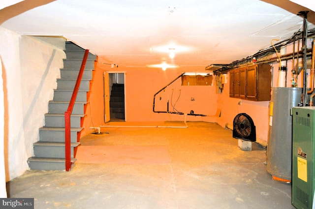 basement with water heater