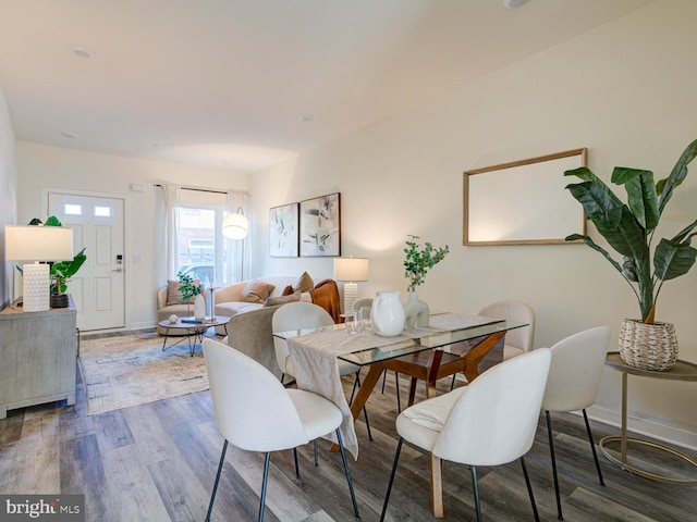 dining area featuring wood-type flooring