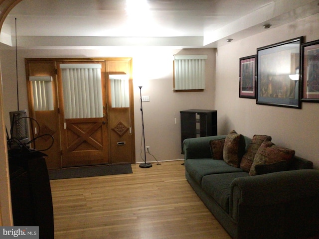 living room featuring light wood-type flooring