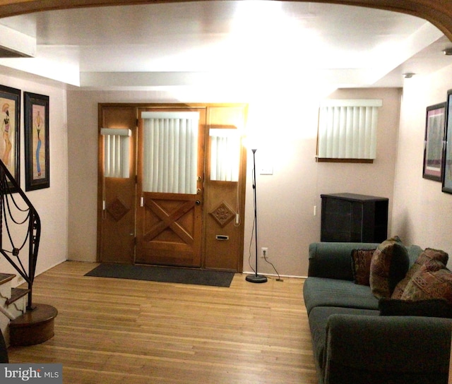 living room with wood-type flooring