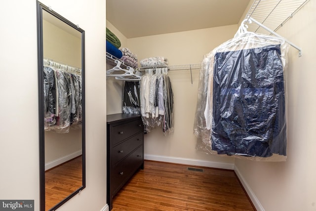 spacious closet featuring hardwood / wood-style flooring