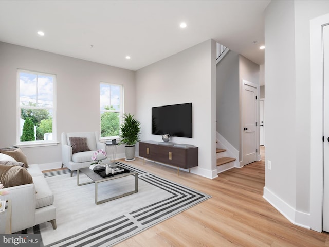 living room featuring light wood-type flooring