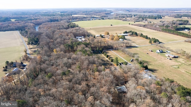 birds eye view of property featuring a rural view