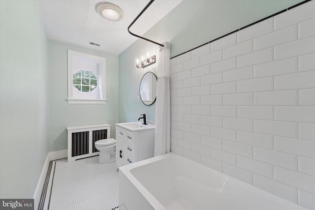 1523 Johnnys Way, West Chester, PA 19382 - full bathroom featuring toilet, baseboards, vanity, washtub / shower combination, and tile patterned flooring