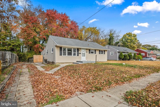 view of front of home with central AC