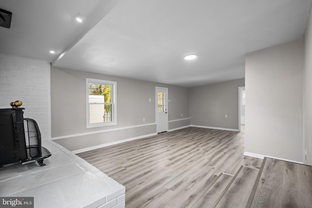 living room with light wood-type flooring