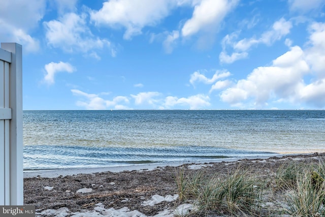 property view of water with a beach view