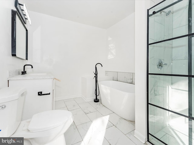 bathroom featuring a bath, vanity, and toilet