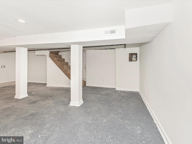 2592 Druid Park Dr, Baltimore, MD 21215 - finished below grade area with baseboards, stairs, and recessed lighting