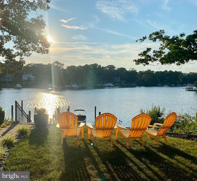 water view with a boat dock