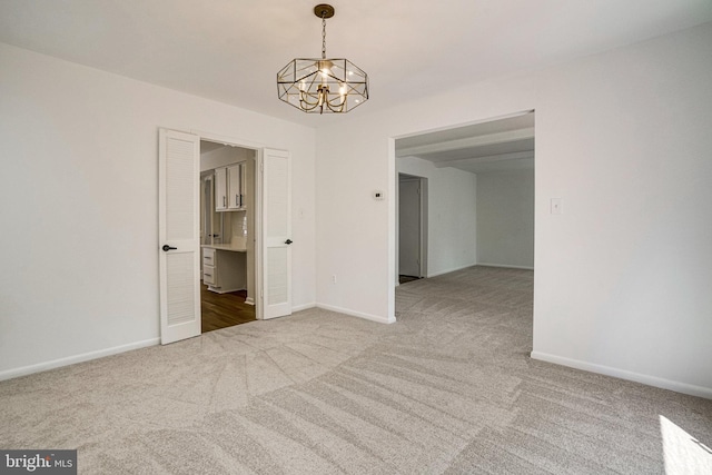9103 Home Guard Dr, Burke, VA 22015 - unfurnished room featuring carpet, a chandelier, and baseboards