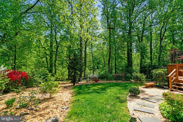 9103 Home Guard Dr, Burke, VA 22015 - view of green lawn with a wooden deck