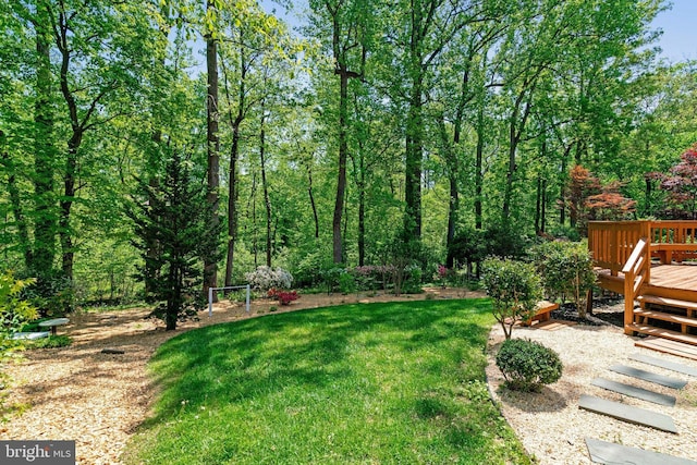 9103 Home Guard Dr, Burke, VA 22015 - view of grassy yard featuring a wooden deck