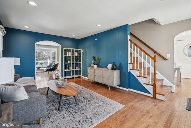 living room with wood-type flooring