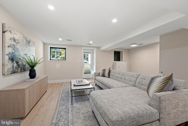 living room featuring light hardwood / wood-style flooring