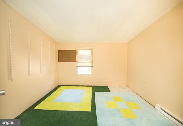 interior space with a baseboard heating unit