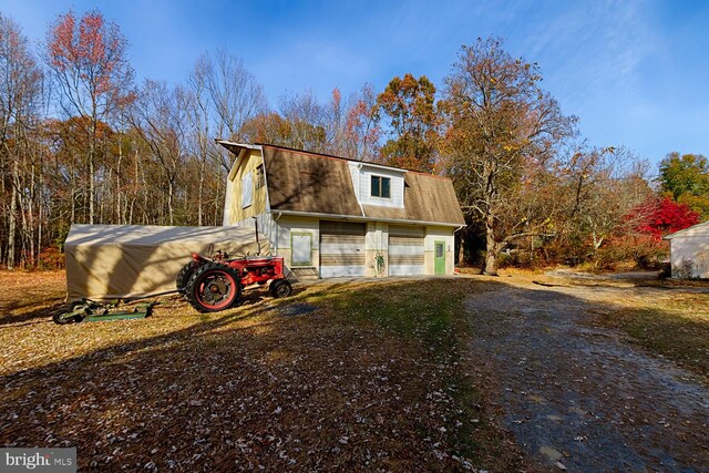 exterior space featuring a garage