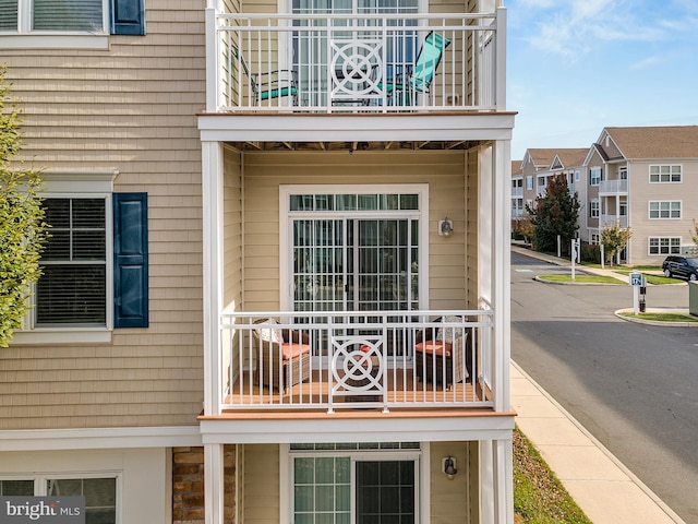 doorway to property with a balcony