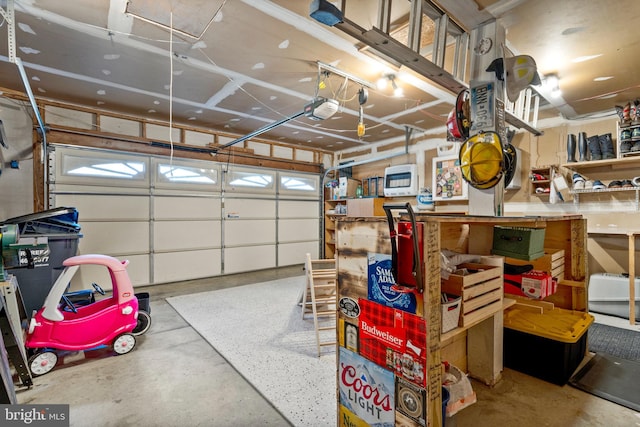 garage with a garage door opener