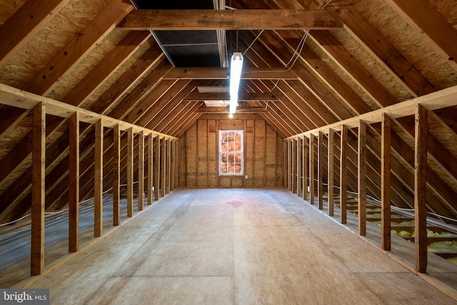 view of unfinished attic