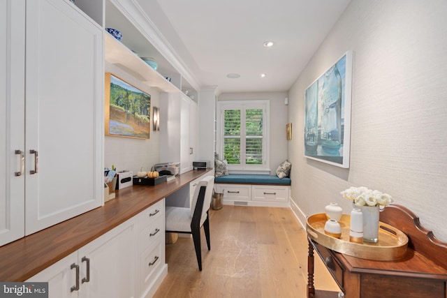 155 E Oakland Ave, Doylestown, PA 18901 - home office with built in study area, light wood finished floors, and recessed lighting