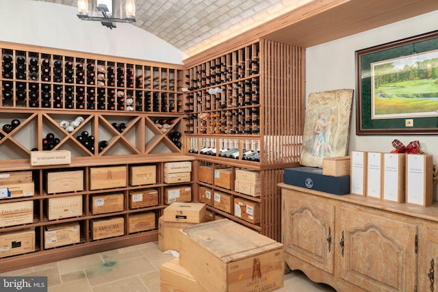 155 E Oakland Ave, Doylestown, PA 18901 - wine room featuring lofted ceiling and a chandelier
