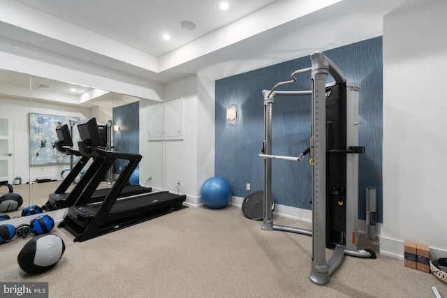 155 E Oakland Ave, Doylestown, PA 18901 - workout area with baseboards, recessed lighting, and a tray ceiling