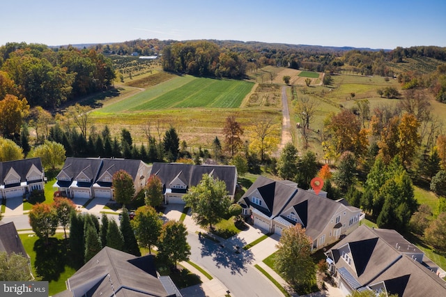 drone / aerial view with a rural view