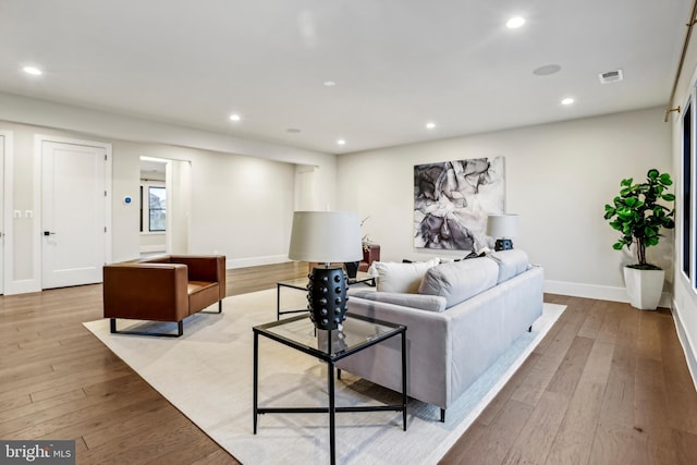 living room featuring light hardwood / wood-style flooring