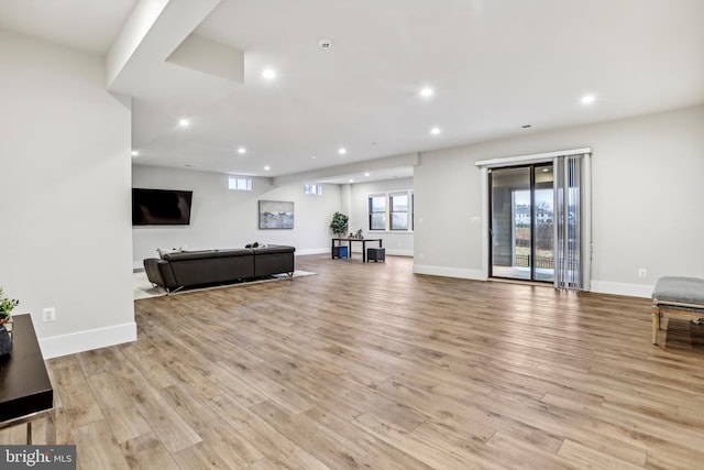 living room featuring light hardwood / wood-style flooring