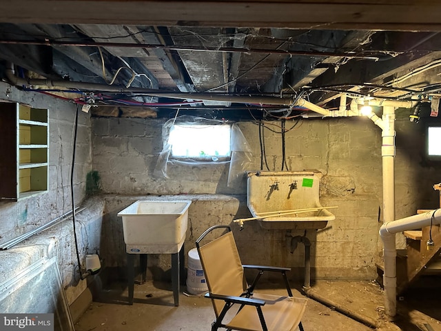 basement with sink