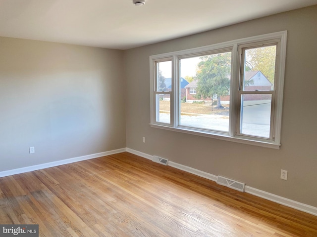 empty room featuring light hardwood / wood-style flooring and a healthy amount of sunlight