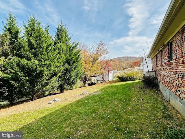 view of yard featuring a mountain view