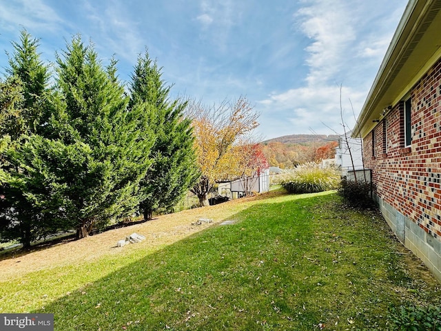 view of yard with a mountain view