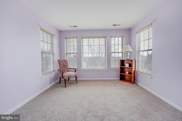 living area with carpet floors