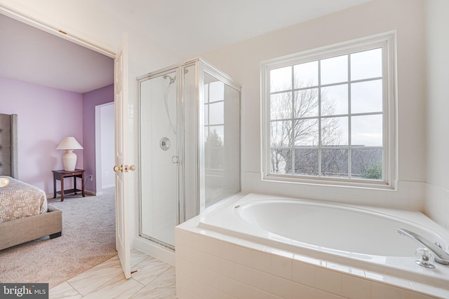 bathroom with independent shower and bath