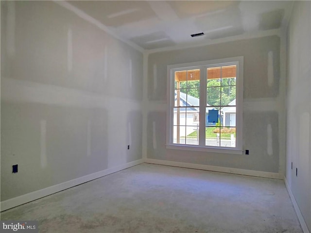 view of spare room