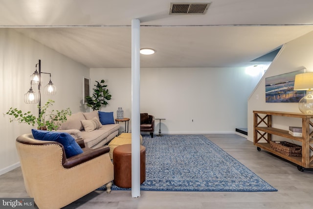 living room with hardwood / wood-style flooring