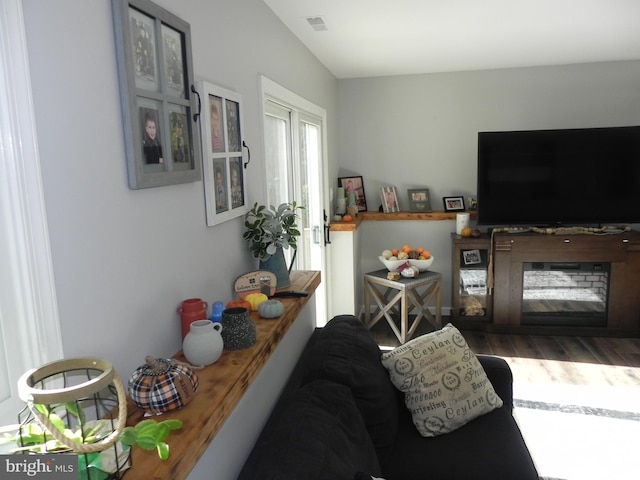 living room with wood-type flooring