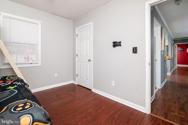 interior space with dark hardwood / wood-style floors