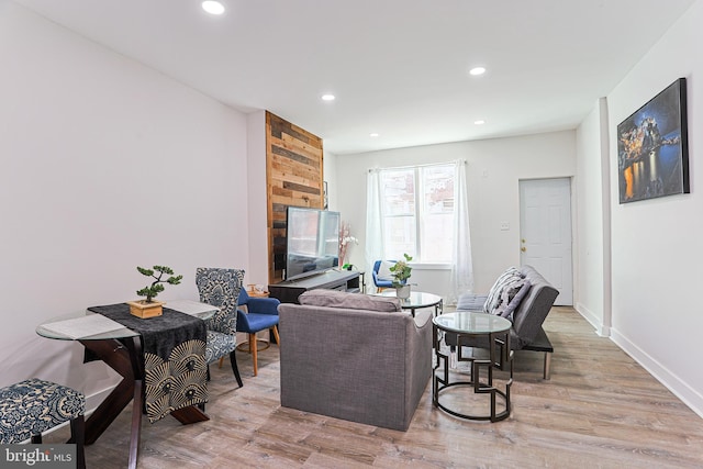 living room with light wood-type flooring