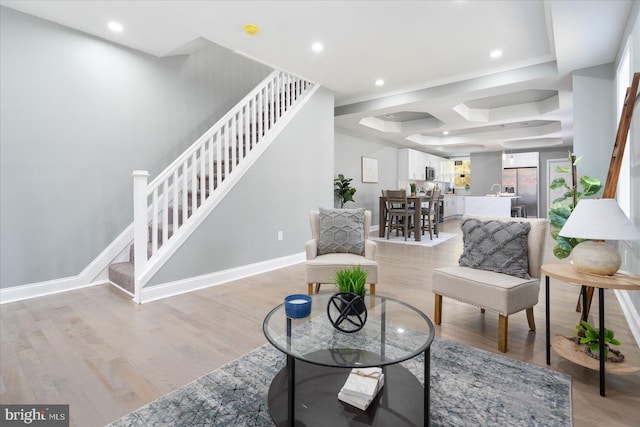 living room featuring light hardwood / wood-style floors