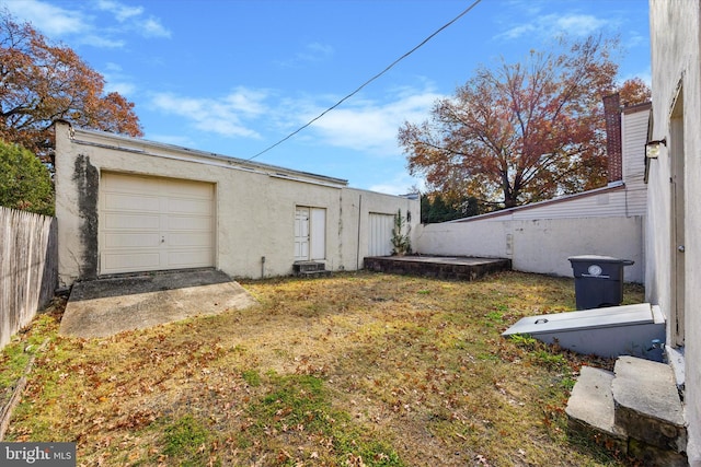 exterior space featuring a garage