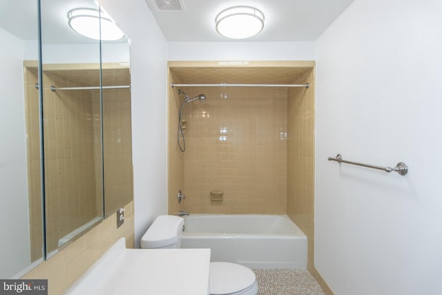 4624 Rhawn St, Philadelphia, PA 19136 - bathroom featuring toilet, vanity, tub / shower combination, and tile patterned flooring