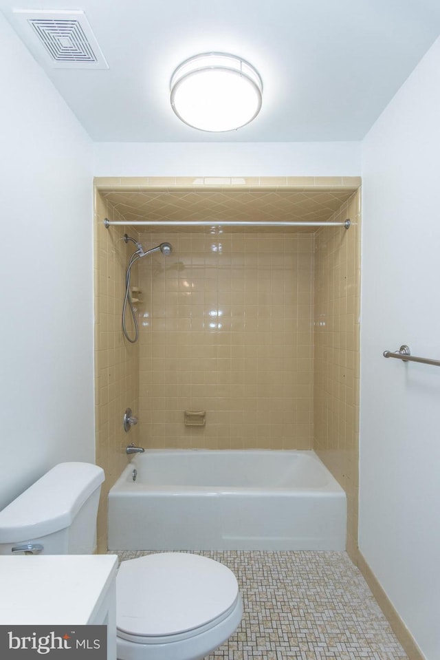 4624 Rhawn St, Philadelphia, PA 19136 - bathroom with toilet, vanity, washtub / shower combination, and tile patterned floors