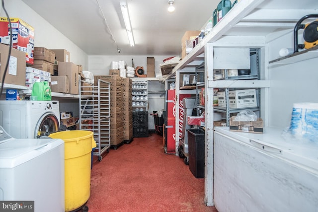 storage area with washer / dryer